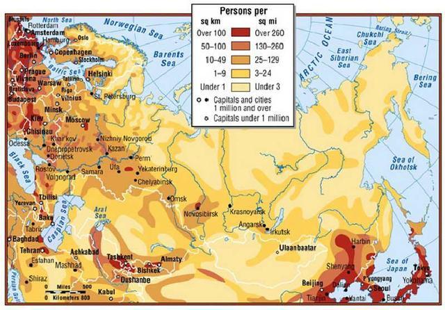 俄罗斯人口密度