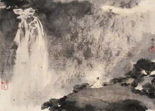 傅抱石 松坡望瀑图 立轴