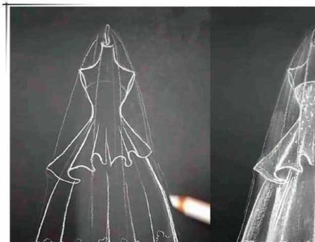 铅笔婚纱画_铅笔一步一步教画婚纱(3)