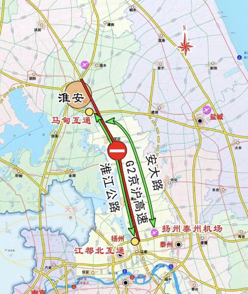 京沪高速公路(g2)改扩建工程施工,淮安至江都段限制部分车辆通行