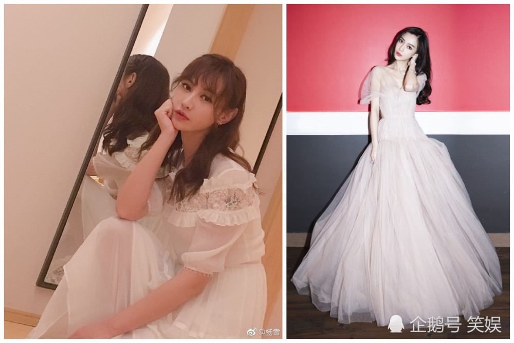杨雪身穿白纱裙仙气十足，网友：第一眼认成Angelababy