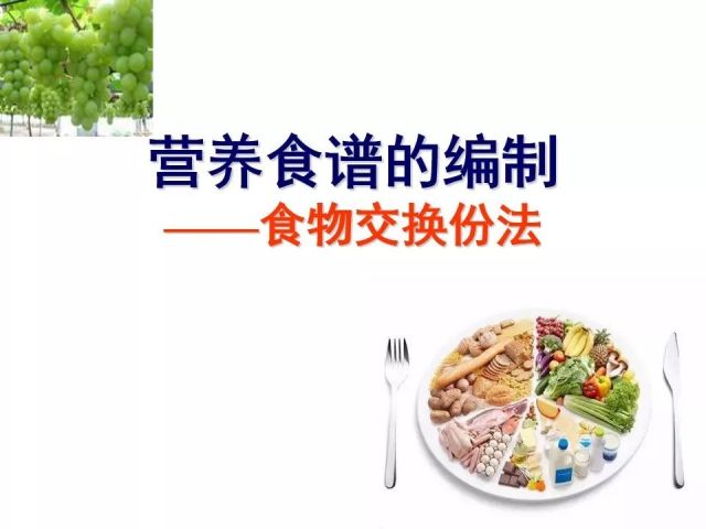 潘新娟:营养食谱的编制——食物交换份法