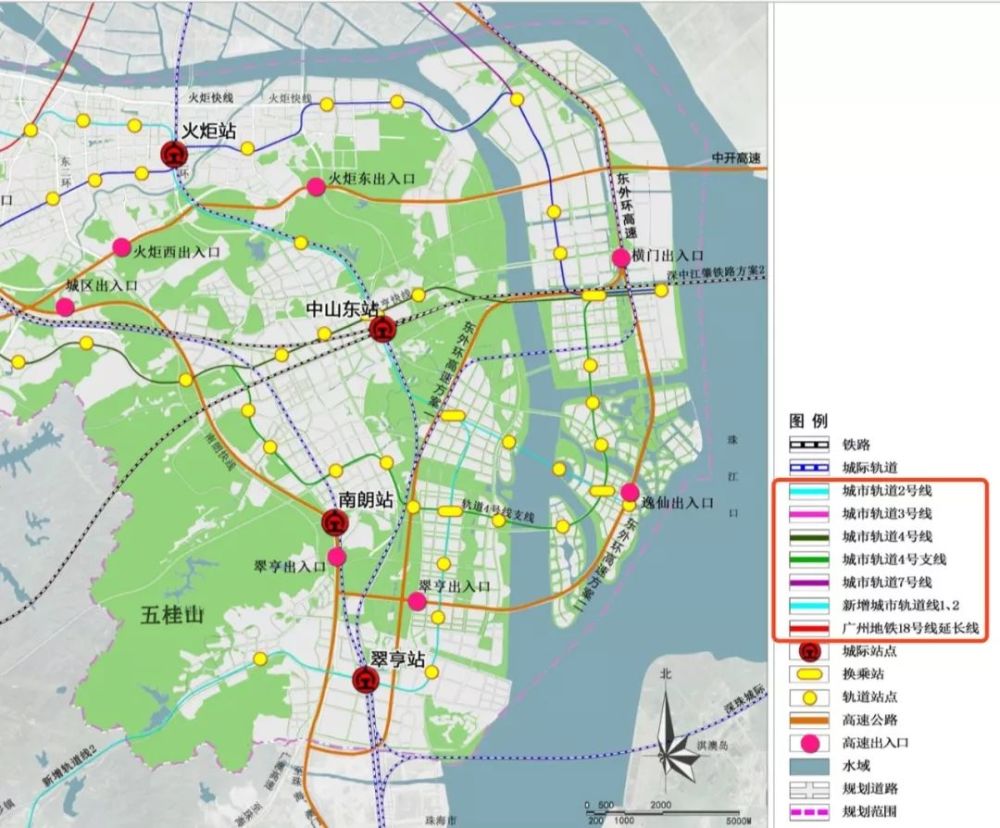 深中通道(中山段),东部外环高速公路,中开高速公路(中山段),东二环