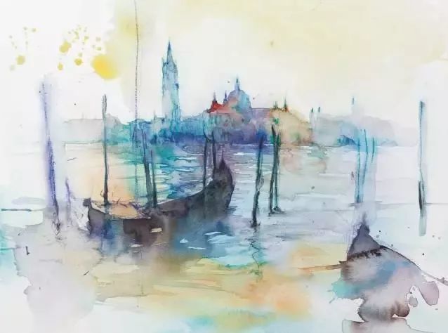 水溶彩铅笔画的风景,漂亮极了!