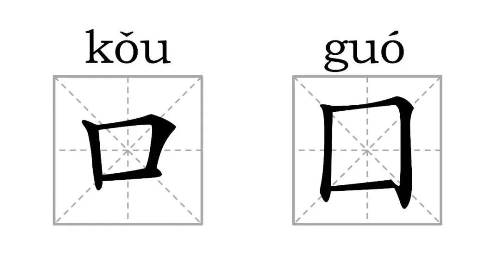 抢答: 左边的"口"(kǒu),右边的"囗"(guó),古义同"国".