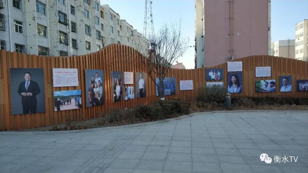 衡水市一公园道德文化墙换新颜,挂了好多人的照片,都