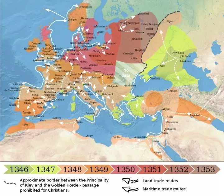 黑死病在欧洲和近东的传播(1346-1353)图片