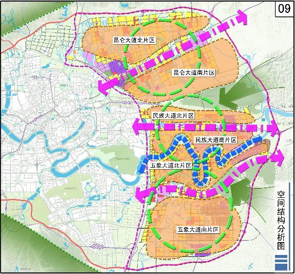 《南宁市外东环地区发展控制规划》空间结构  来源:南宁市规划局