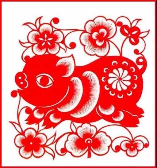 猪年剪纸:花猪迎春,送福来