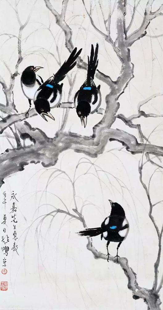 徐悲鸿画喜鹊:喜鹊喳喳叫,好运来报到