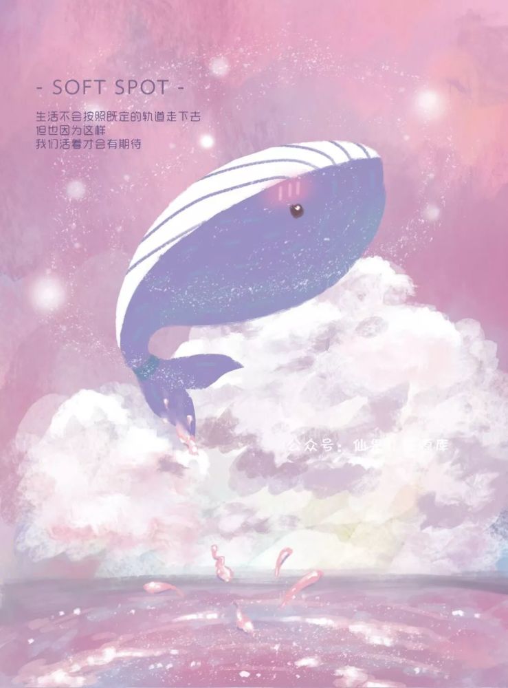 14款唯美鲸鱼手绘插画psd源文件(平台回复"鲸鱼")