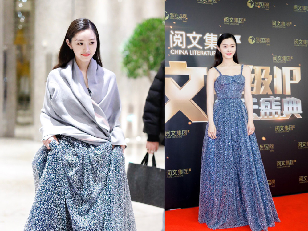 杨幂李溪芮同为腿精,一个穿皮衣一个穿皮裤,