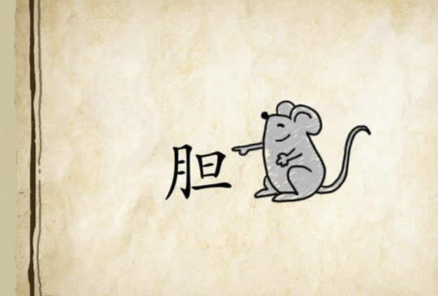 看图猜成语:一只小老鼠,指着一个字,形容胆子小,不自信