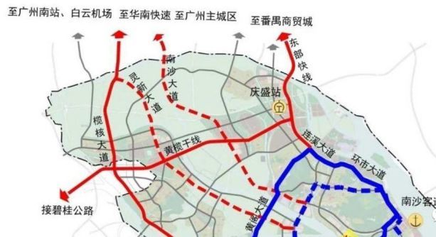 "三高"通道:利用既有京珠高速公路,南沙港快速干线及东新高速公路