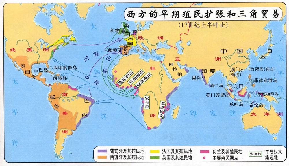 欧洲人的三角贸易示意图,图源:超星