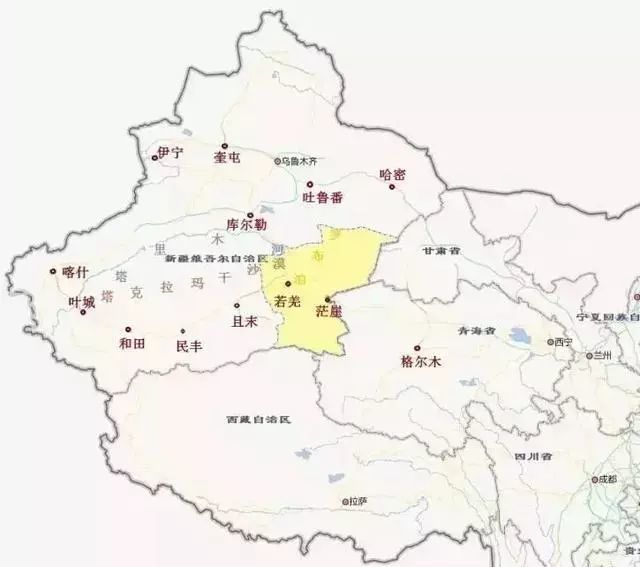 若羌不仅是中国最大的县(没有之一),境内还有着中国最大的镇(罗布泊