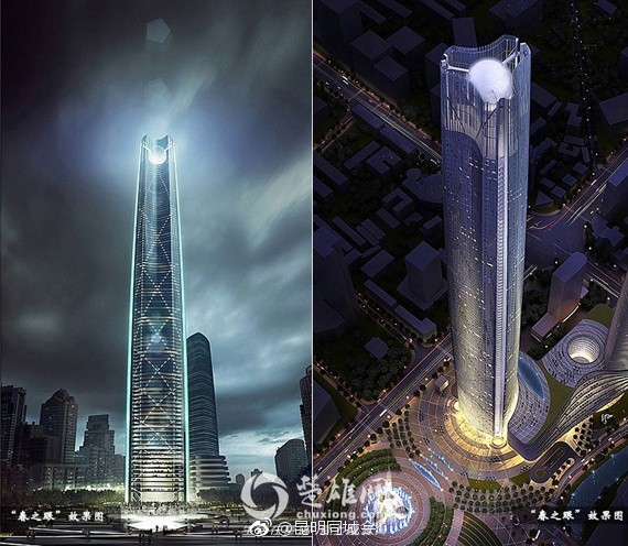 昆明"天际线"不断增长!十大摩天大楼最高458米