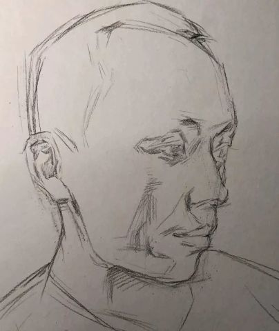朱传奇教你画偏逆光源的男中年素描头像
