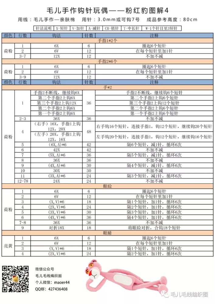 【毛儿手作】粉红豹 视频教程