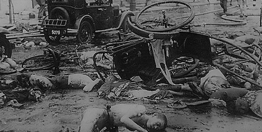 上海街头冤死的平民.自淞沪会战,日寇多有无差别军事攻击.