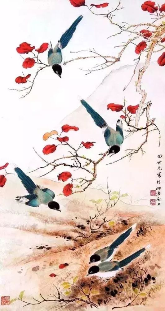 辛丑新正赏国画大师的报喜图