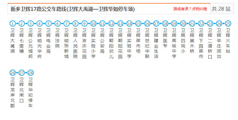 卫辉公交车时刻表,路线图