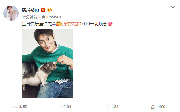 老公过生日马丽送上新年第一波祝福,亲昵称其