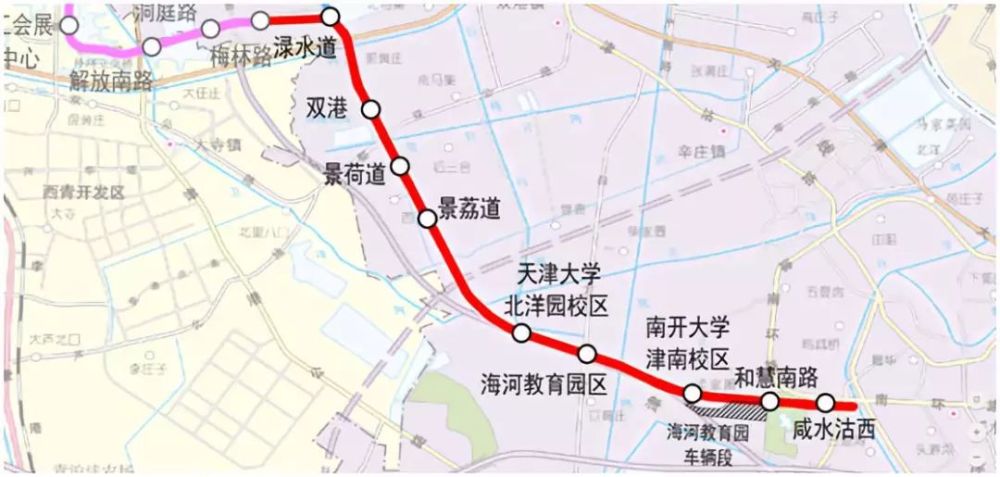 地铁6号线二期工程(梅林路站-咸水沽西站),线路正线总长14.