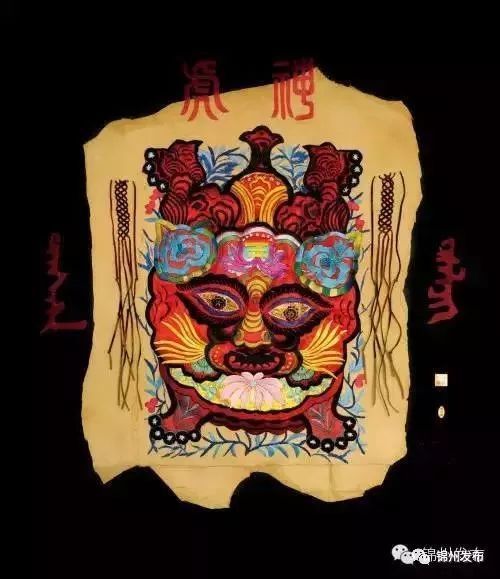 羊皮补绣《虎神》