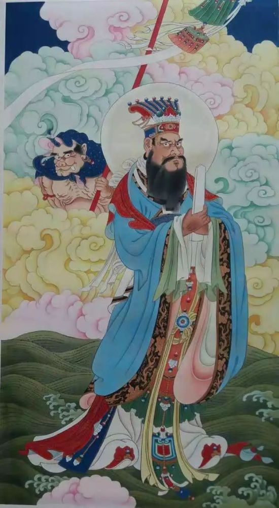娑竭罗龙王的形象常见为头现龙形,身着帝王服.