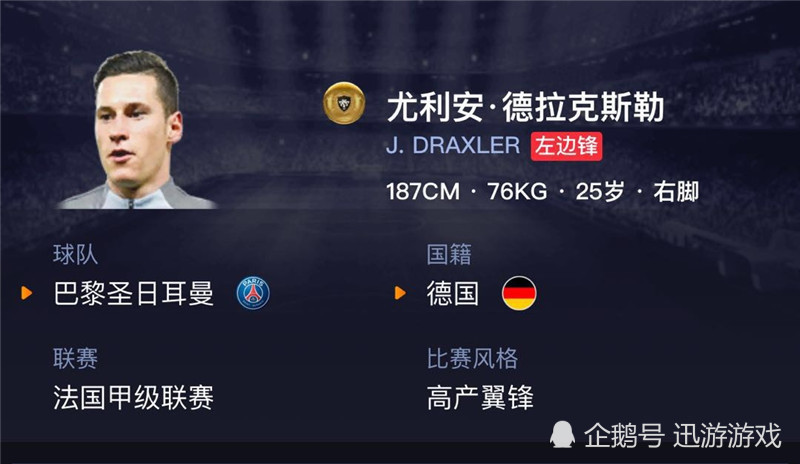 《实况足球》大巴黎顶级边锋强力替补,德国球