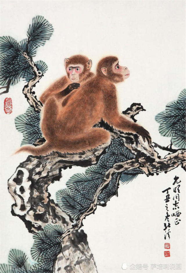 巴蜀画家周北溪画猴作品欣赏