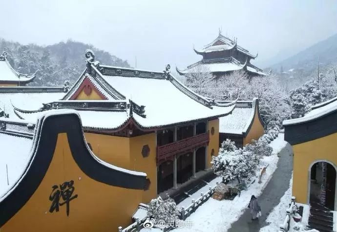 古刹灵隐寺雪景,银装素裹美不胜收!