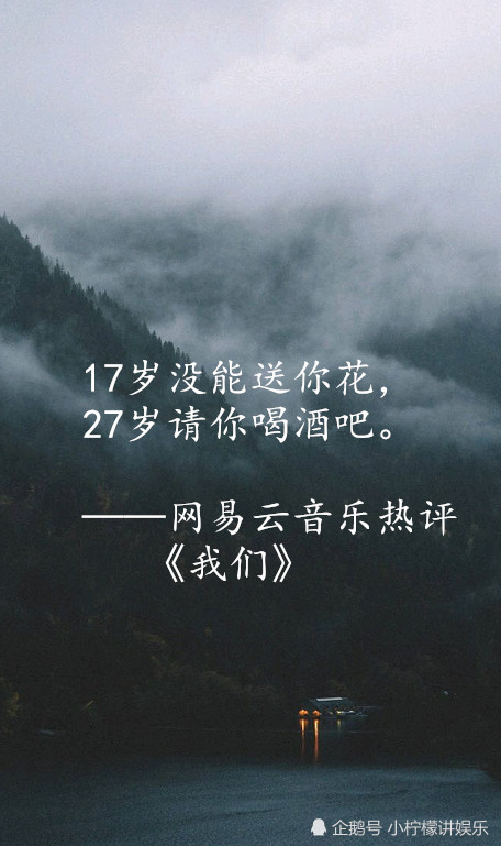 网易云·伤感语录:17岁没能送你花,27岁请你喝酒吧!
