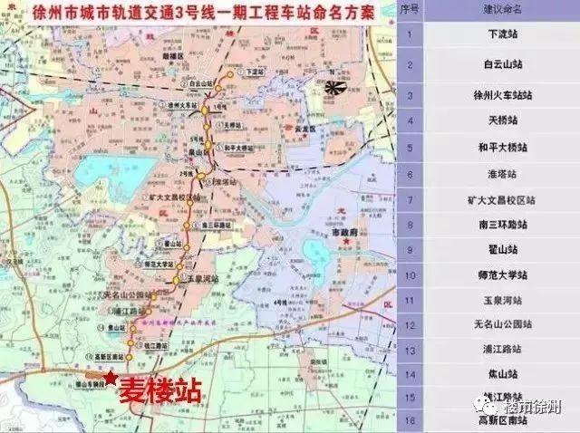 根据建设规划, 徐州地铁3号线一期工程共16座车站,现在向南延伸一站