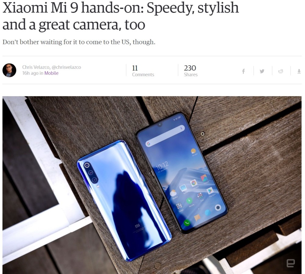 海外媒体点评小米9:性能怪兽,系统广告很讨厌