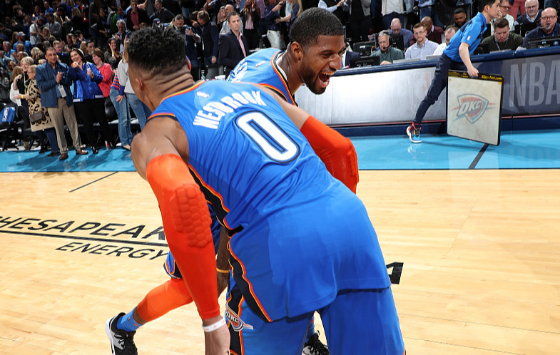 乔治45分送准绝杀韦少43+15+8 雷霆双加时1分