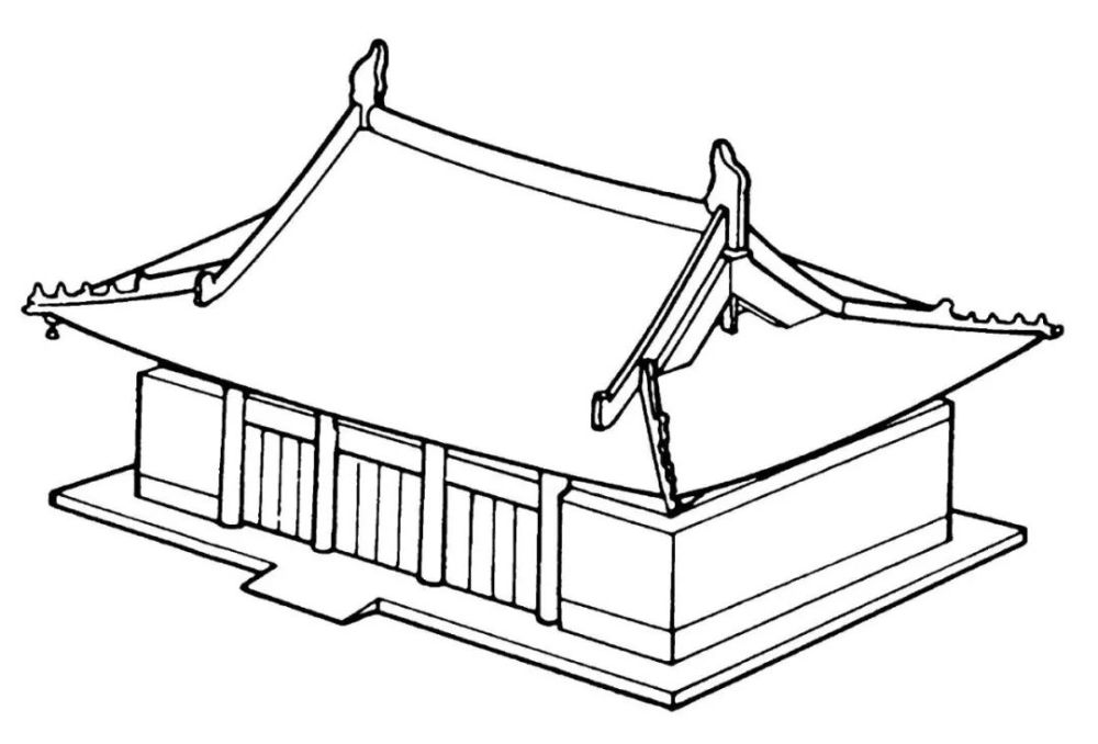 以两个重檐歇山式屋顶相交,组成28 个屋角,72 条屋脊的复杂结构.