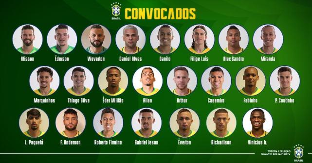 巴西队最新一期大名单:内马尔伤缺皇马妖星入