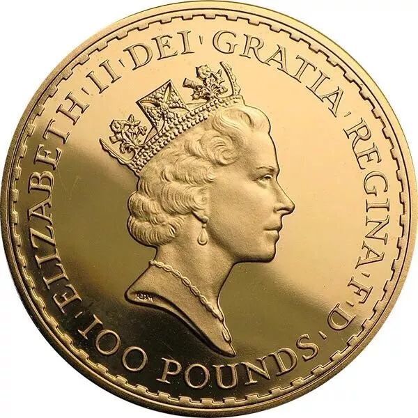英国不列颠女神100英镑投资金币