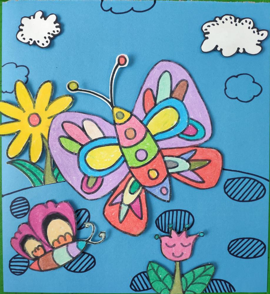 蝴蝶主题创意儿童画课件作品,跟着步骤学习更容易!