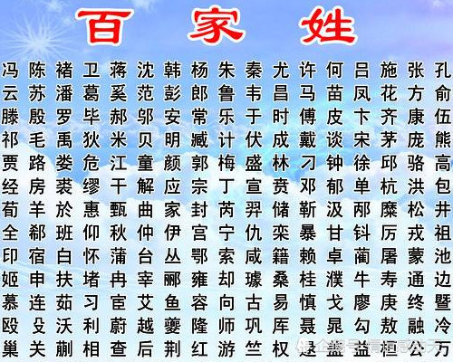 冷知识:百家姓排名是按照姓氏影响力来排的,猪是无法看到天空的