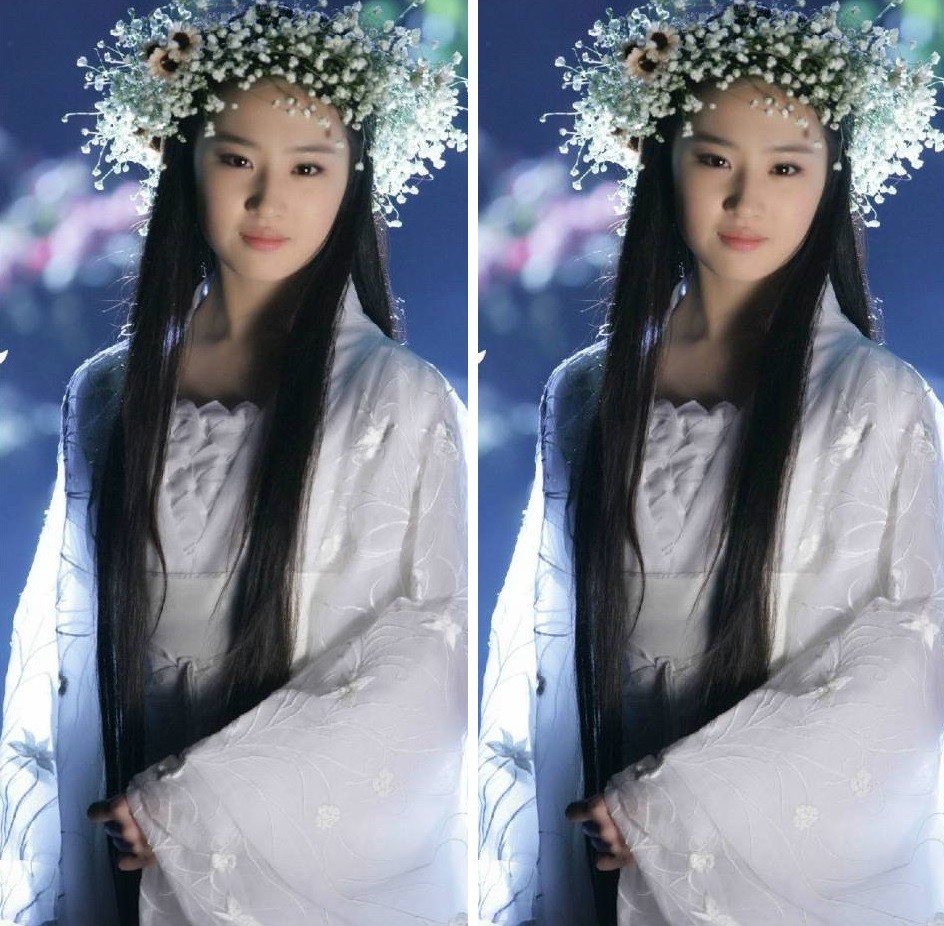 头戴花环的古装女子,小龙女唯美,司徒静俏皮,看到她被