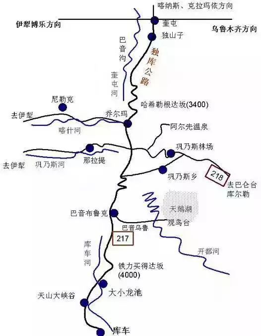 独库公路线路图