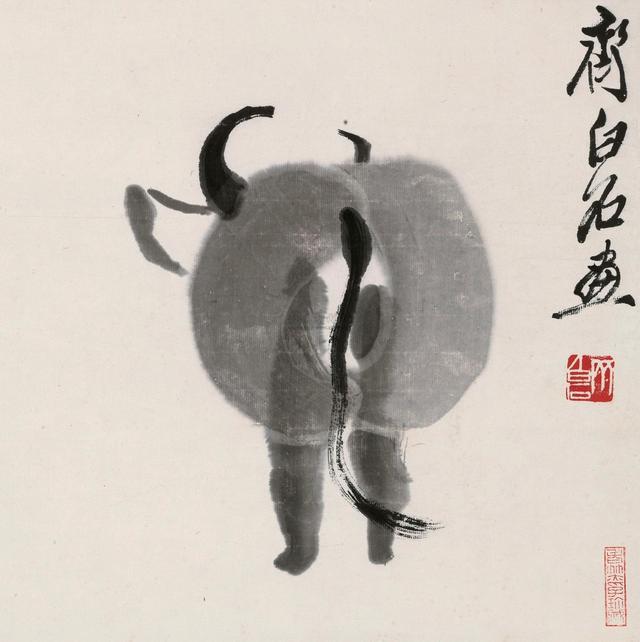 上图这幅齐白石画的《牛》作品在2017年中国近现代书画专场中,仅仅以