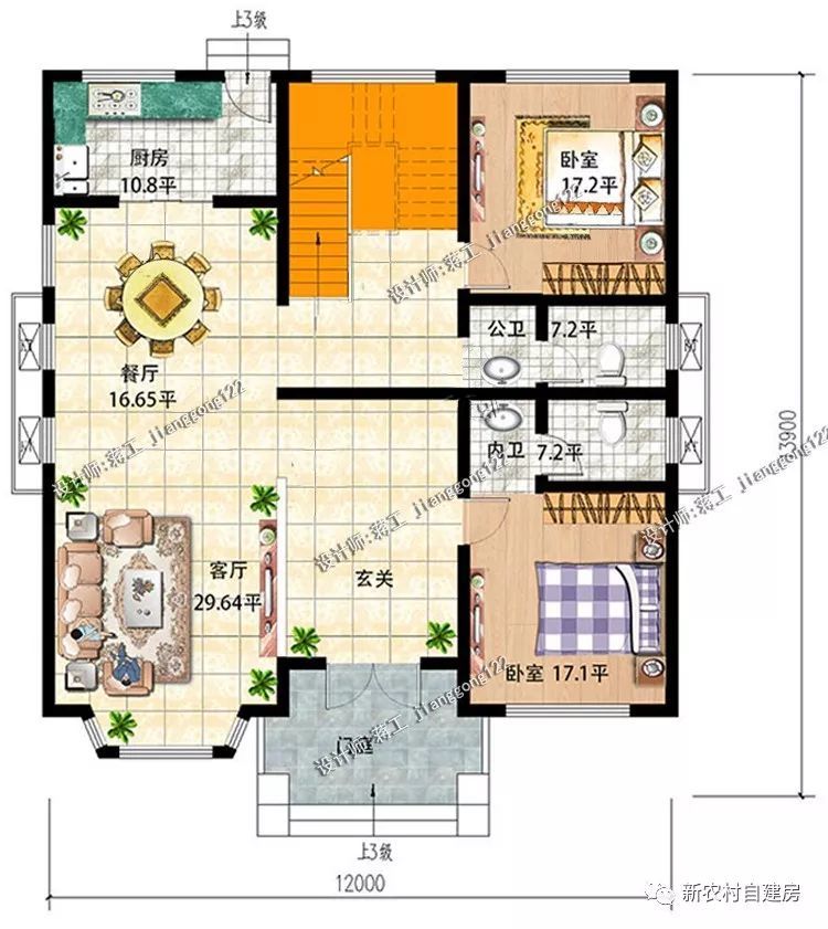 9米x13米农村户型图,9米宽13米深农村房图 9米x15米农村户型图