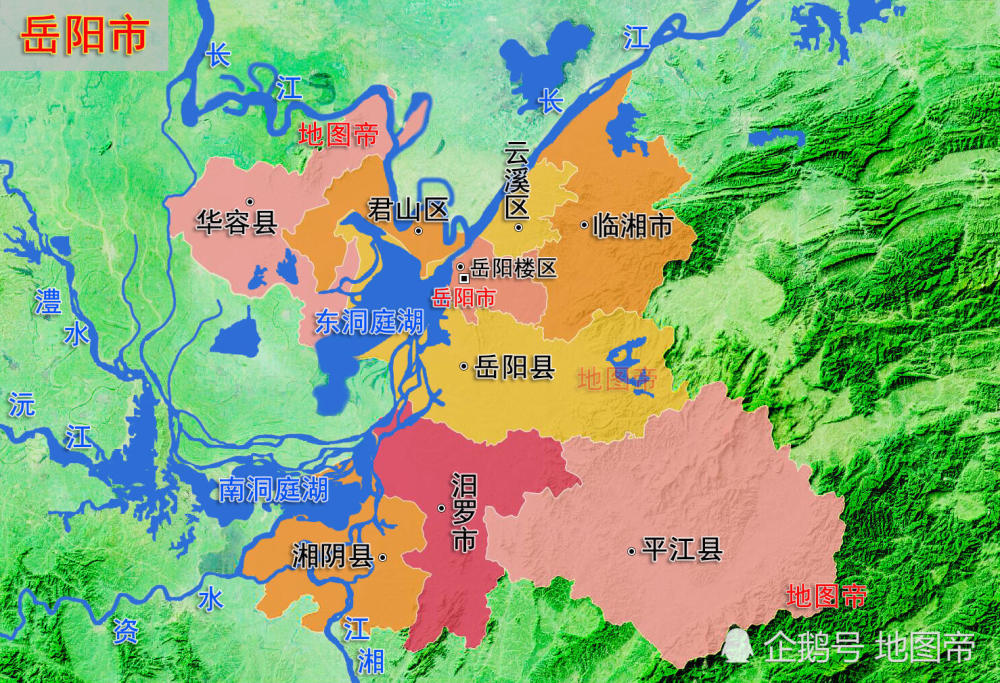 云溪区,君山区,4县分别为:华容县,平江县,湘阴县,岳阳县,2市为:临湘市