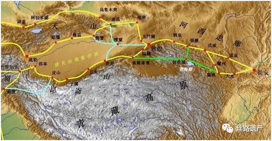 图中绿色部分为宋代丝绸之路,即青唐道(丝绸之路青海段)