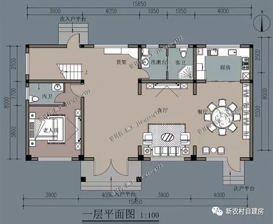 经典二层半别墅施工图168米和128米两种尺寸