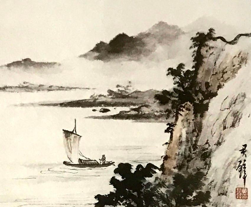 松壑清溪流 孤帆东山来 国画山水作品欣赏 看点快报